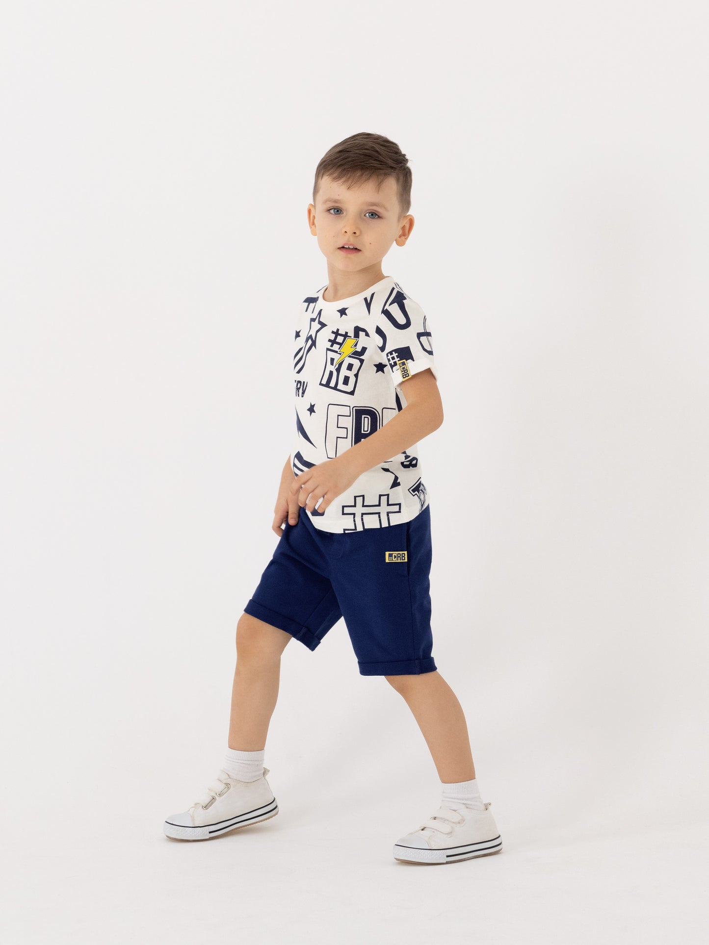Cherubino Boys' Back-to-School Graphic T-Shirt in White – Comfy Top for School, Play, and More