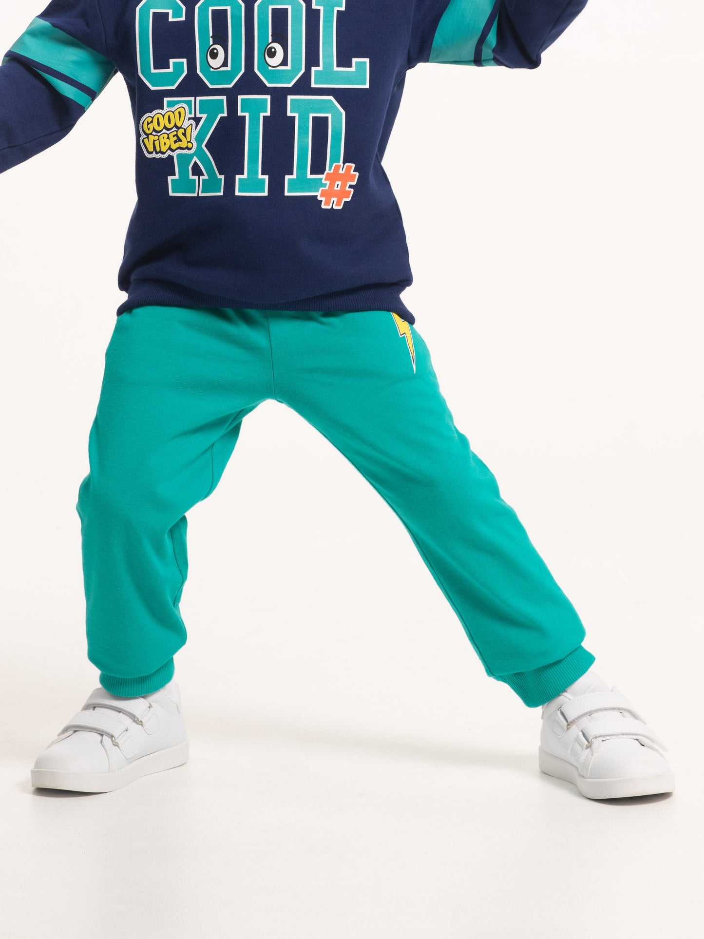 Solid Joggers with Thunderbolt Patch - Green