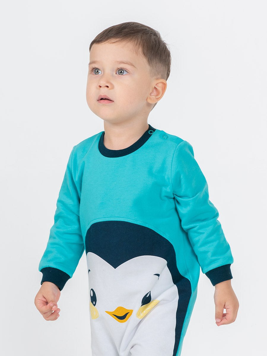 Newborn Baby Boys Atlantis Bodysuit with Penguin Print