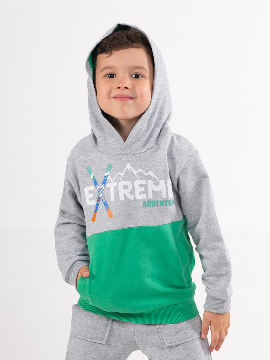 CWKB 62865-11-287 - Cherubino boys green hoodie with extreme adventure print - model1