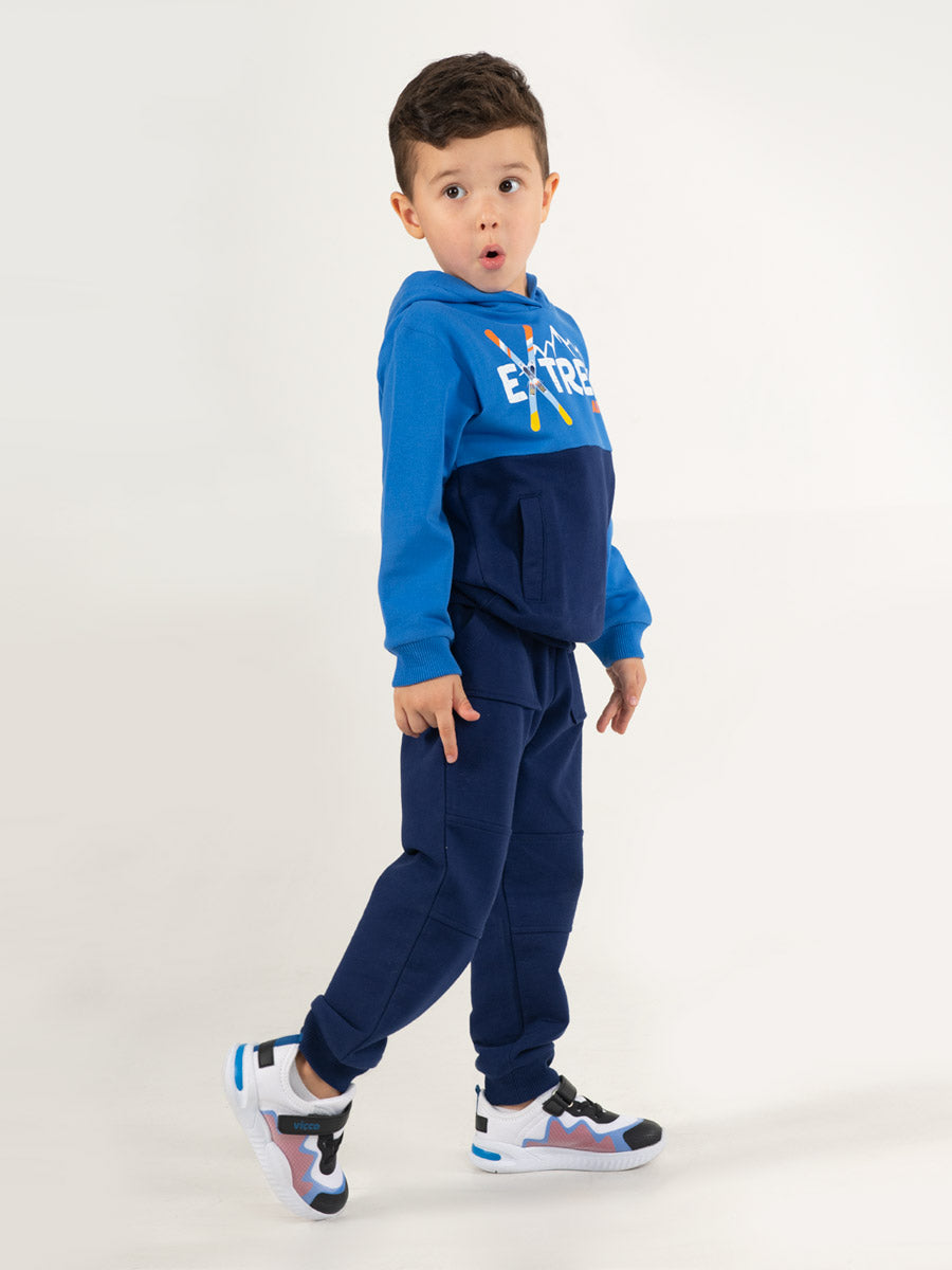 CWKB 70105-41-287 - Cherubino boys dark blue french terry pants with pockets - model1