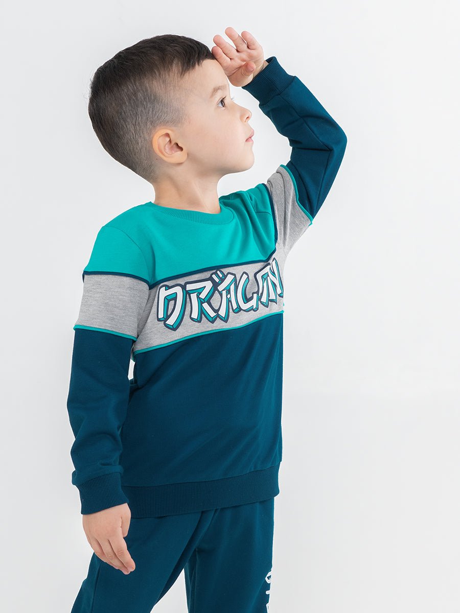 Boys Green Sweatshirt with Dragon Print