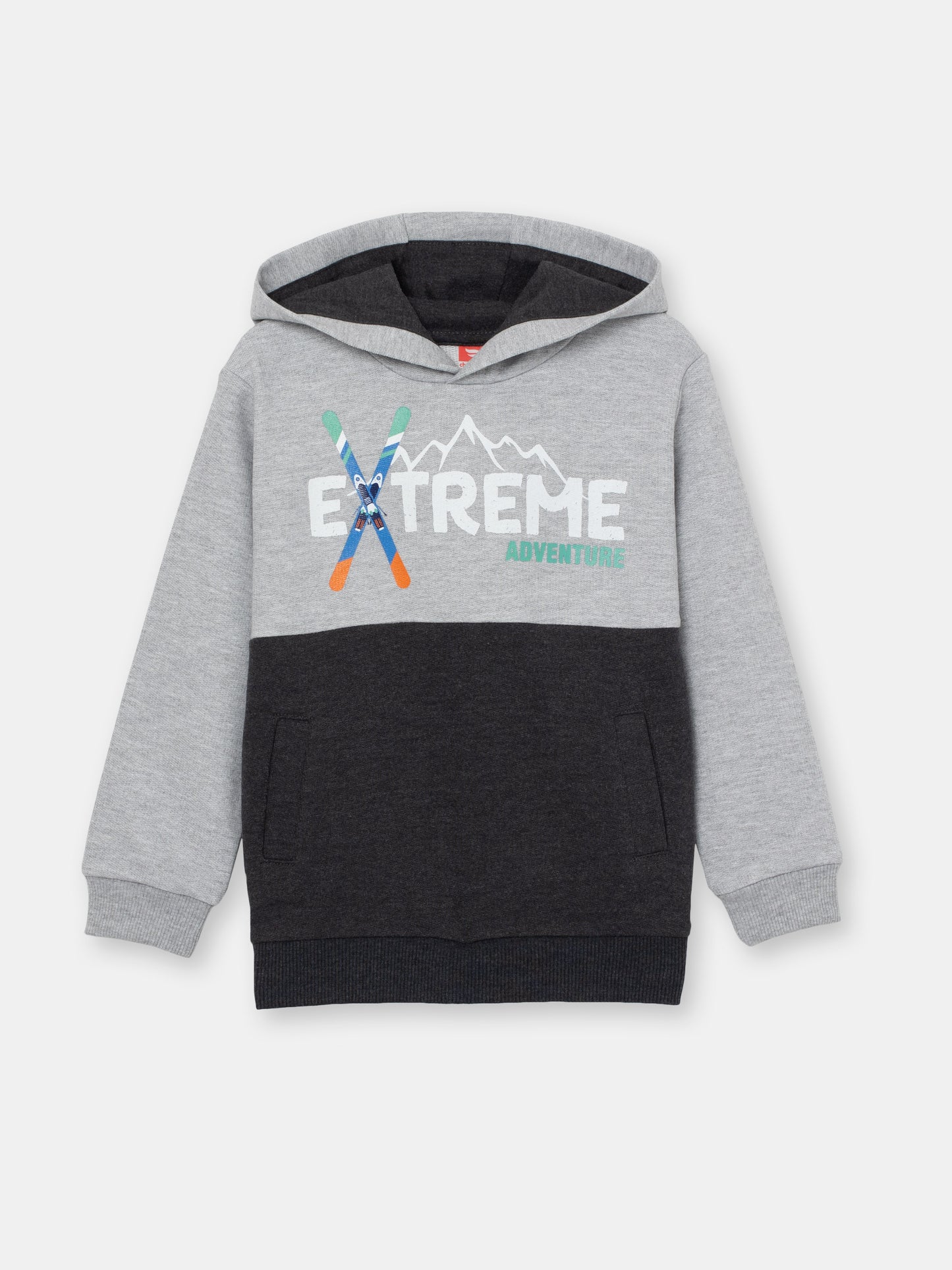 Boys Grey Hoodie with Extreme Adventure Print
