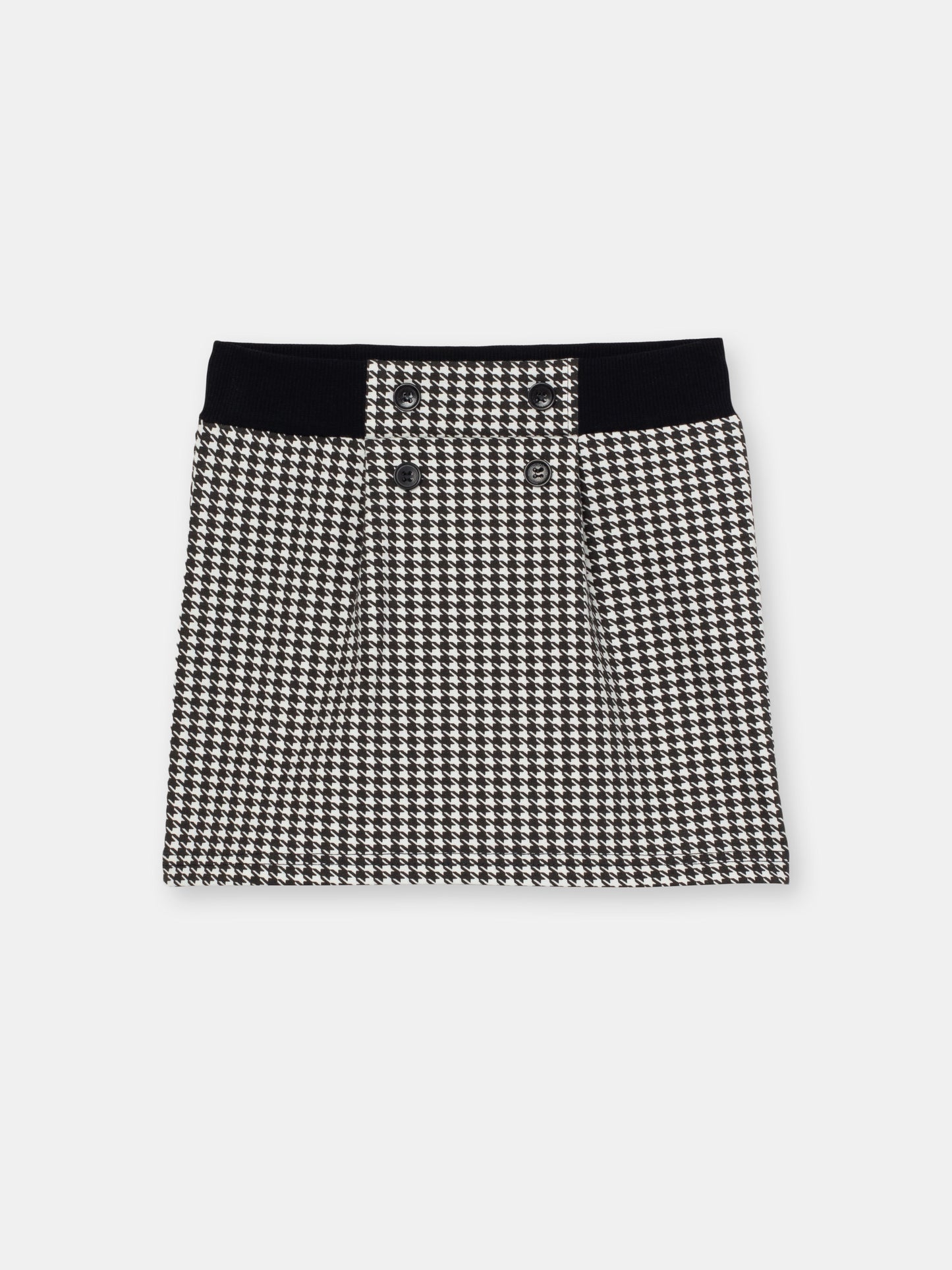 Girl Black and White Checked Print Skirt