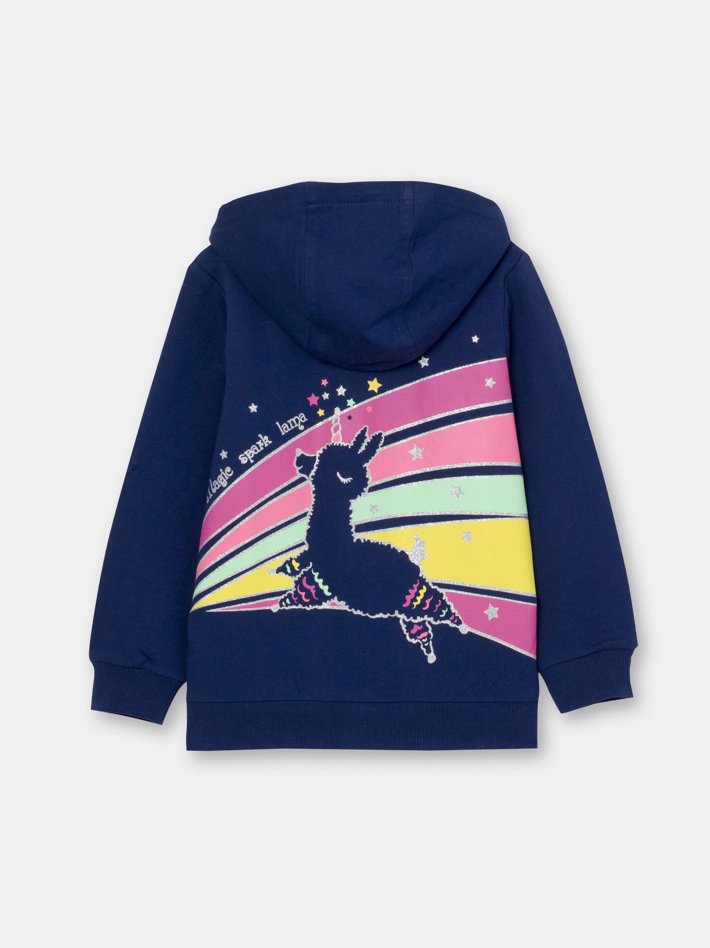 CWKG 62811-41-282 - Cherubino girls dark blue hoodie with sparkling unicorn print - back
