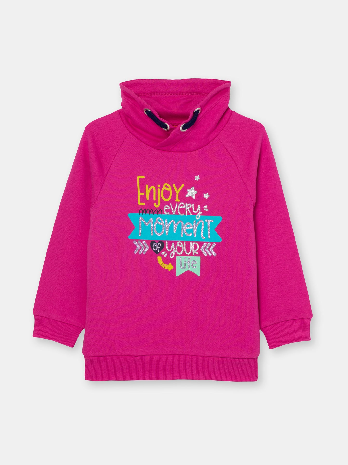 Girls Raspberry Hoodie with Enjoy Every Moment Print