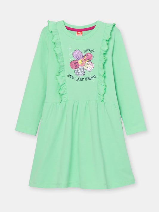 CWKG 62813-38-282 - Cherubino girls mint dress with flower print - front