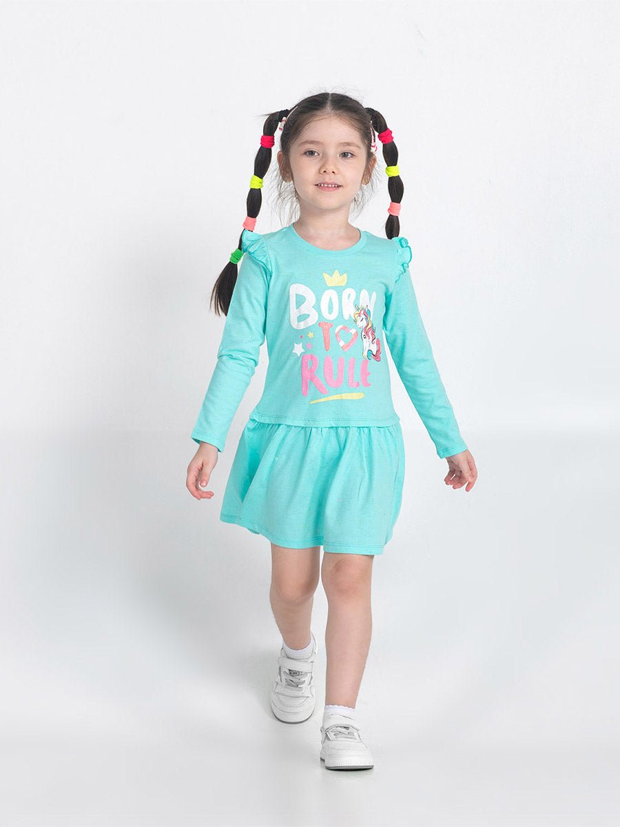 Girls Atlantis Dress with Born to Rule Print