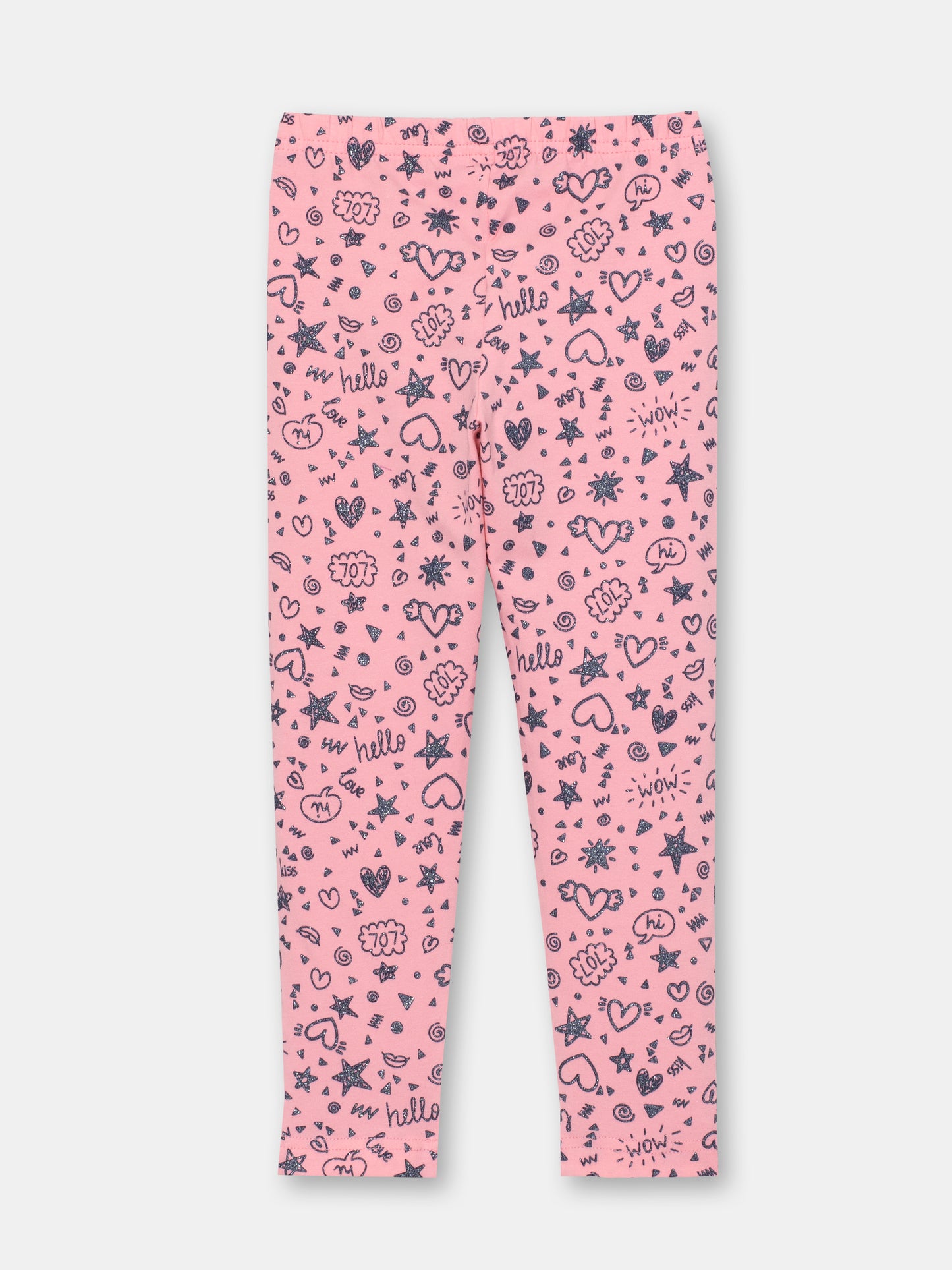 CWKG 70087-27-286 - Cherubino girl cotton candy pink leggings with funny doodles print - back
