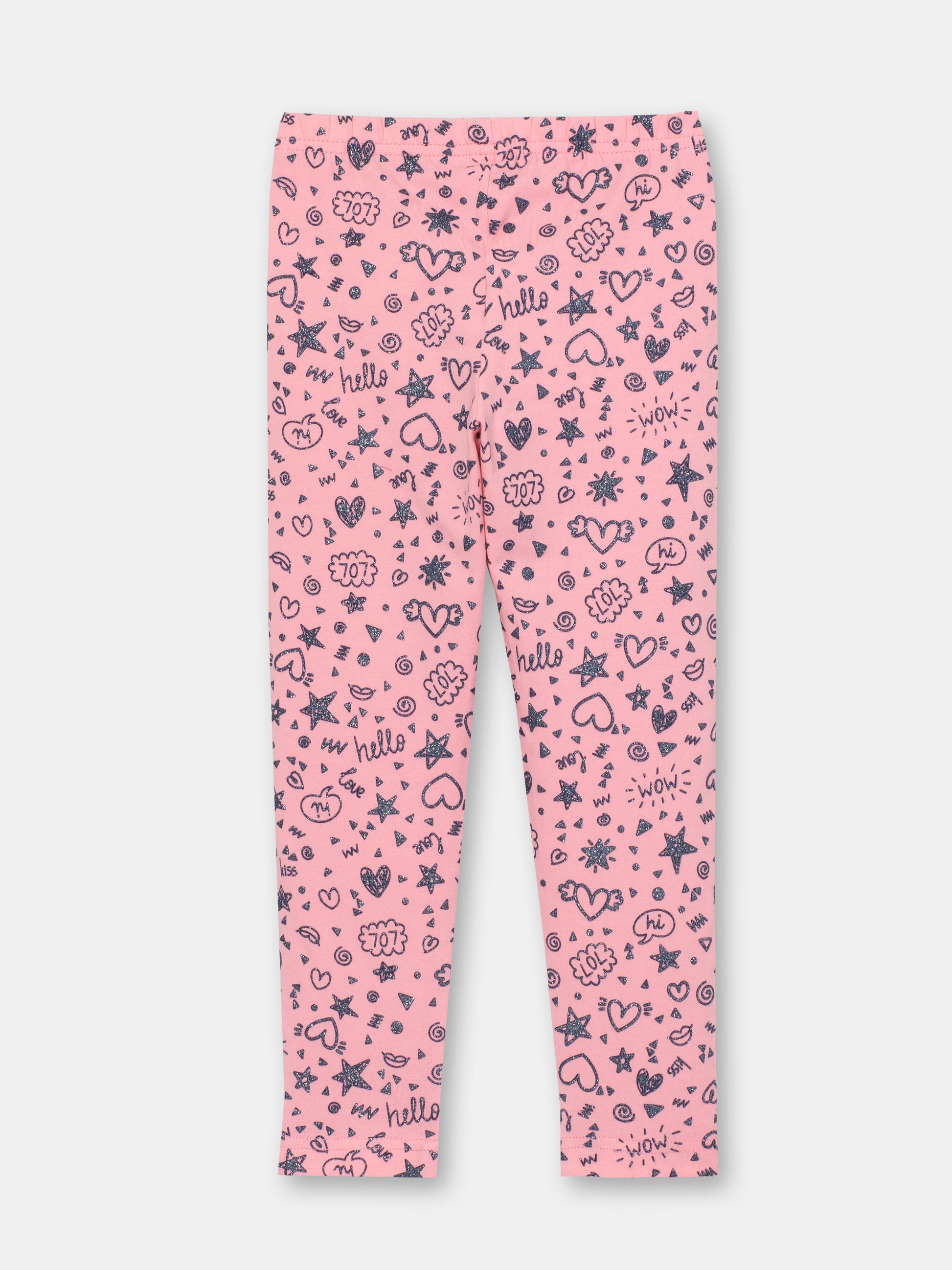 CWKG 70087-27-286 - Cherubino girl cotton candy pink leggings with funny doodles print - back