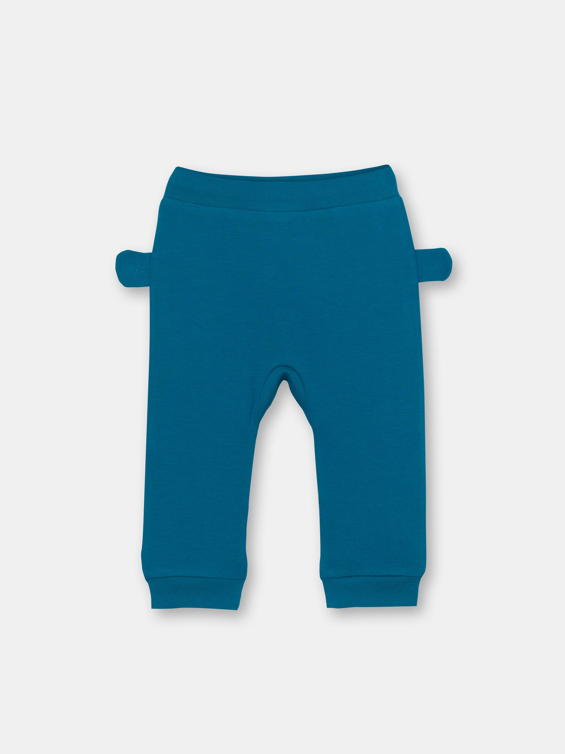 CWNB 70081-39-285 - Cherubino newborn baby boys dark blue pants with bear face print - front