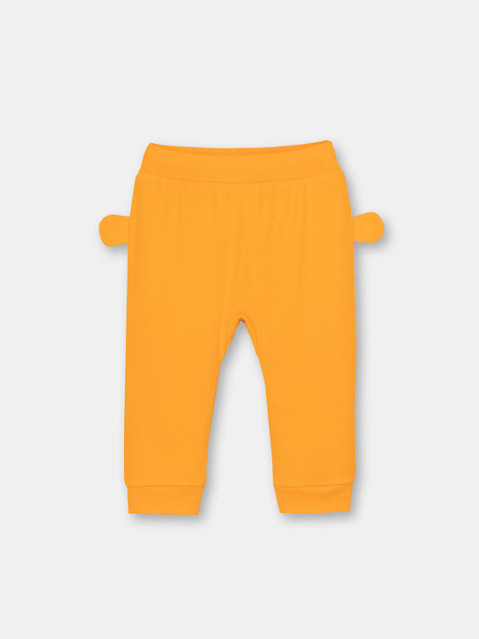 CWNB 70081-29-285 - Cherubino newborn baby boys orange pants with bear face print - front