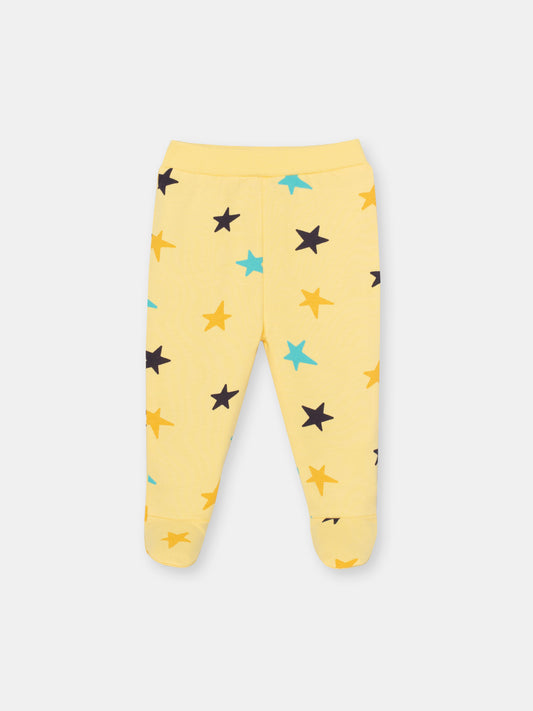 Newborn Baby Boys Yellow Pull-on Pants with Stars Print