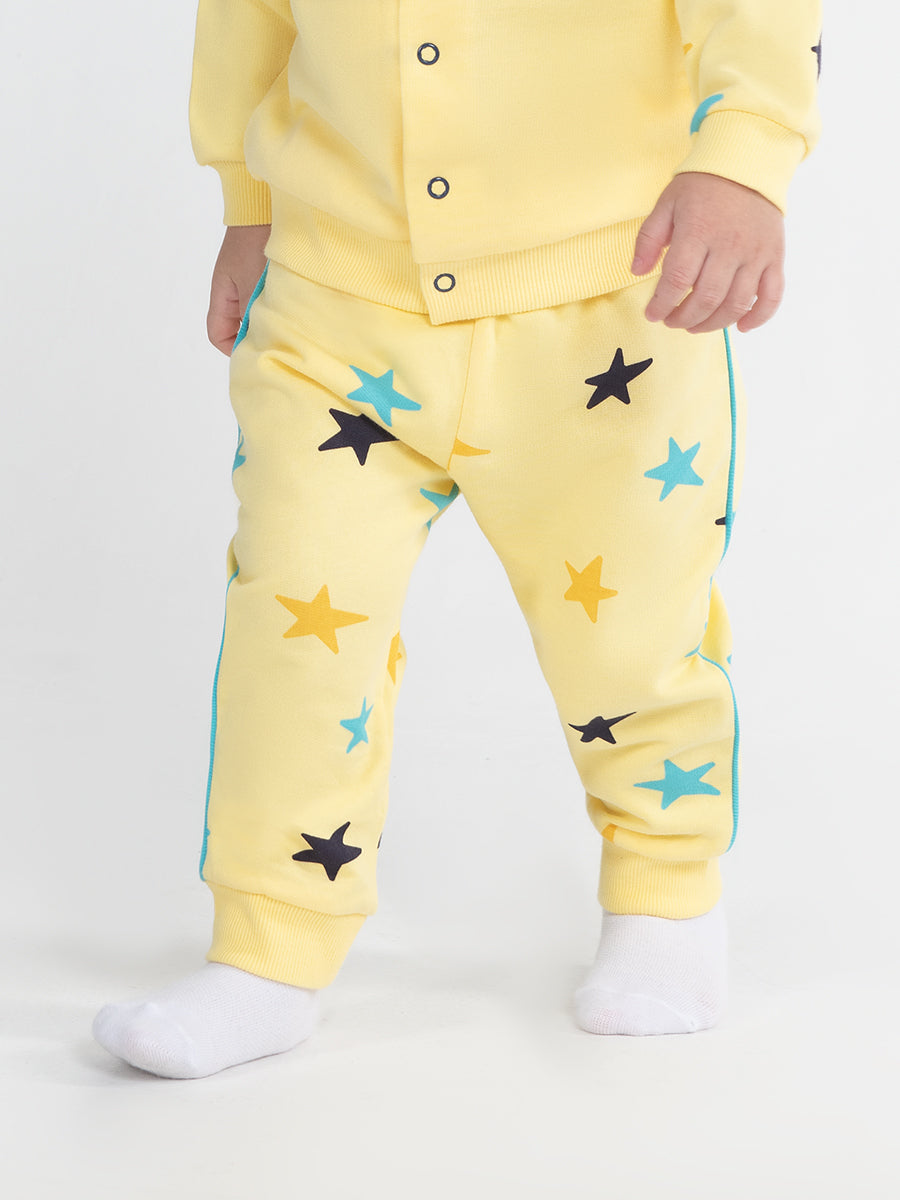 Newborn Baby Boys Yellow Pants with Stars Print