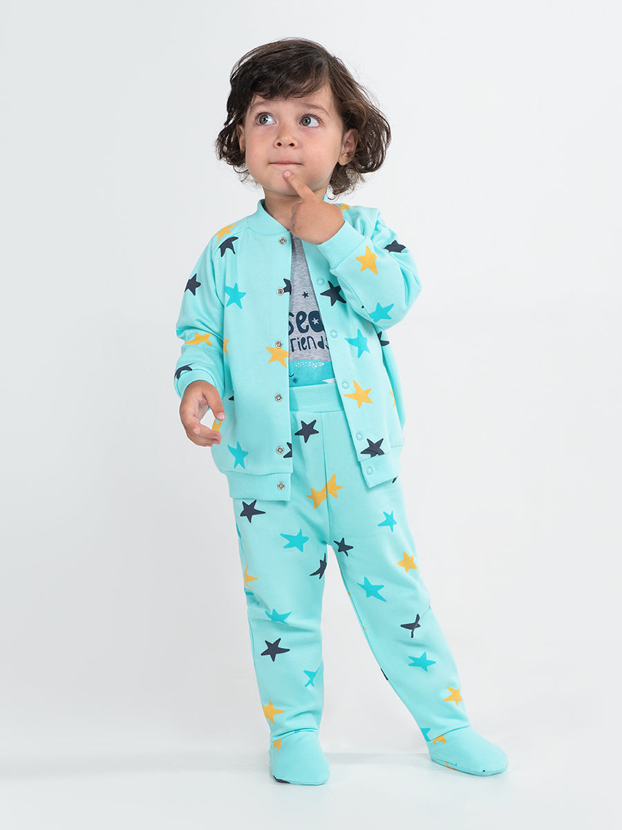 Newborn Baby Boys Atlantis Pull-on Pants with Stars Print