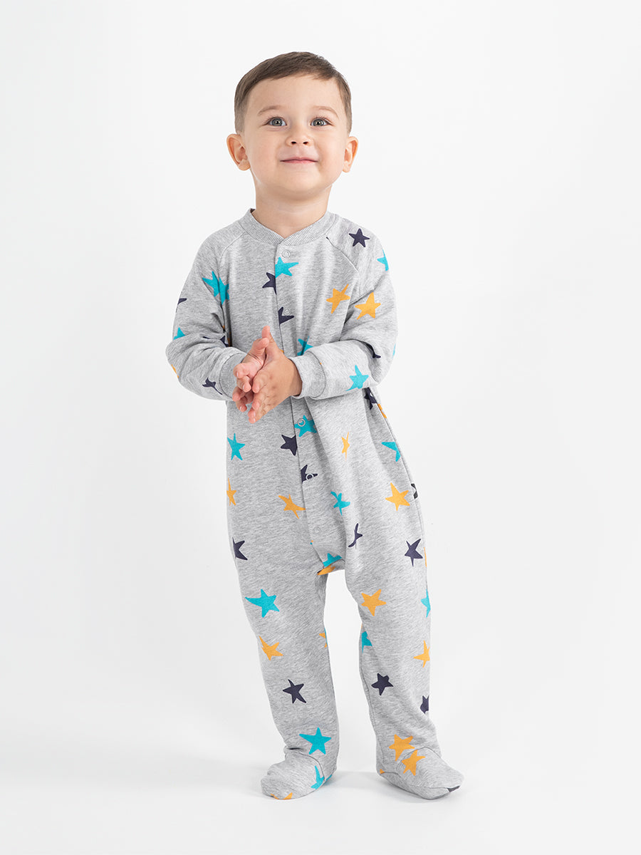 Newborn Baby Boys Grey Bodysuit with Stars Print