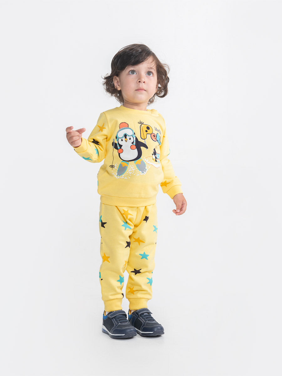 Baby Boys Yellow Two-Piece Set with North Pole Print
